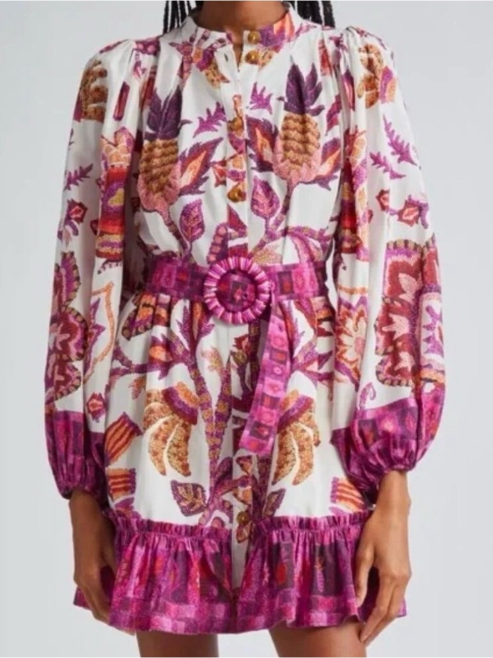 FARM Rio sunset tapestry Mini Dress with Pink,  & Orange Floral Print